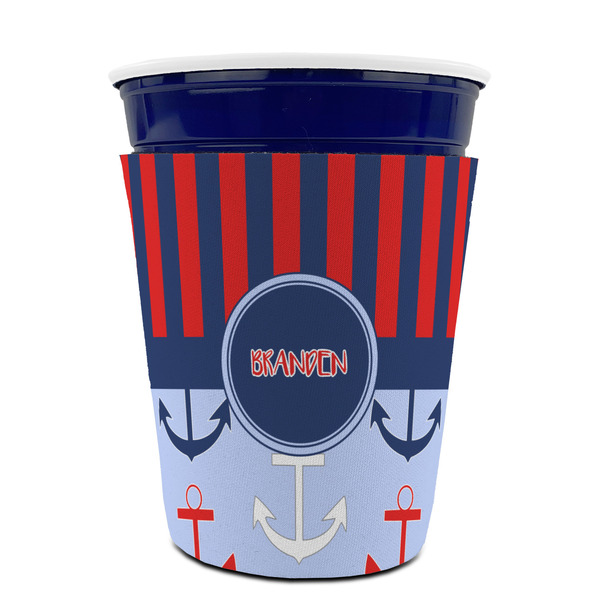 Classic Anchor & Stripes Party Cup Sleeves - without bottom - FRONT (on cup)