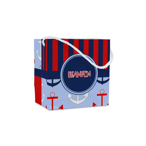 Custom Classic Anchor & Stripes Party Favor Gift Bags - Gloss (Personalized)