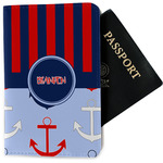 Classic Anchor & Stripes Passport Holder - Fabric w/ Name or Text