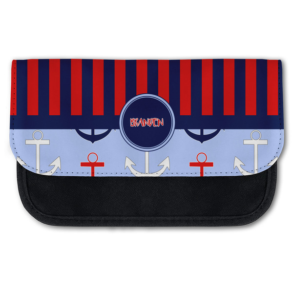 Custom Classic Anchor & Stripes Canvas Pencil Case w/ Name or Text