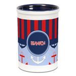 Classic Anchor & Stripes Ceramic Pencil Holders - Blue