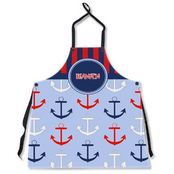Classic Anchor & Stripes Apron Without Pockets w/ Name or Text