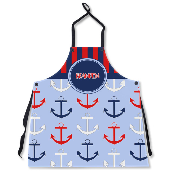 Custom Classic Anchor & Stripes Apron Without Pockets w/ Name or Text