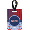 Classic Anchor & Stripes Plastic Luggage Tag - Rectangular w/ Name or Text