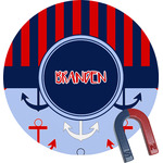 Classic Anchor & Stripes Round Fridge Magnet (Personalized)