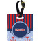 Classic Anchor & Stripes Plastic Luggage Tag - Square w/ Name or Text