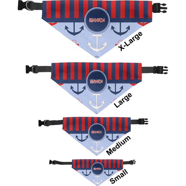 Classic Anchor & Stripes Pet Bandana Sizes
