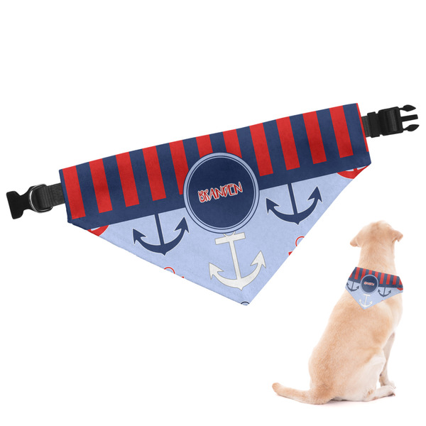 Custom Classic Anchor & Stripes Dog Bandana - Large (Personalized)