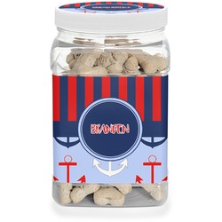 Classic Anchor & Stripes Dog Treat Jar (Personalized)