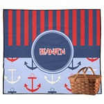 Classic Anchor & Stripes Outdoor Picnic Blanket (Personalized)