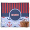 Classic Anchor & Stripes Picnic Blanket - Flat - With Basket