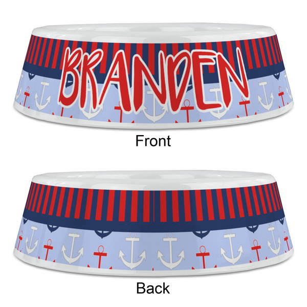 Classic Anchor & Stripes Plastic Pet Bowls - Large - APPROVAL