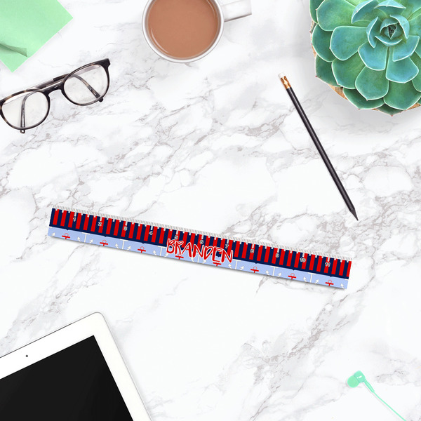 Classic Anchor & Stripes Plastic Ruler - 12" - LIFESTYLE