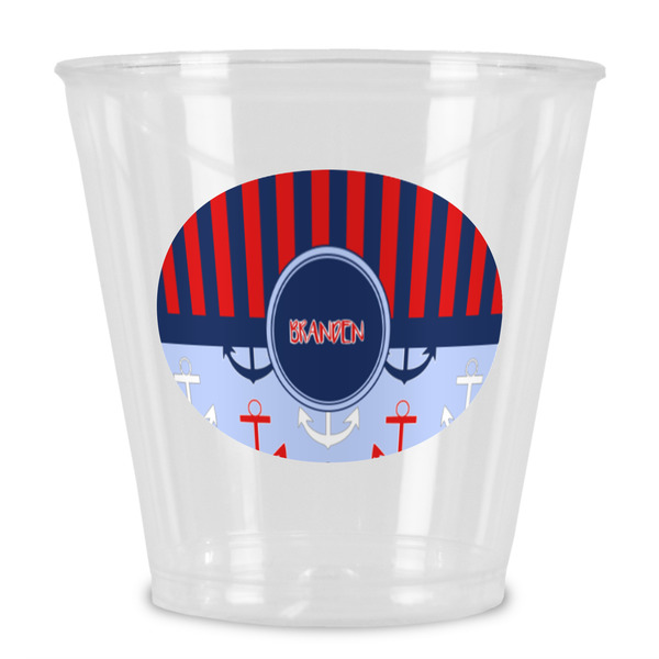 Custom Classic Anchor & Stripes Plastic Shot Glass (Personalized)
