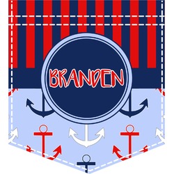 Classic Anchor & Stripes Iron On Faux Pocket (Personalized)
