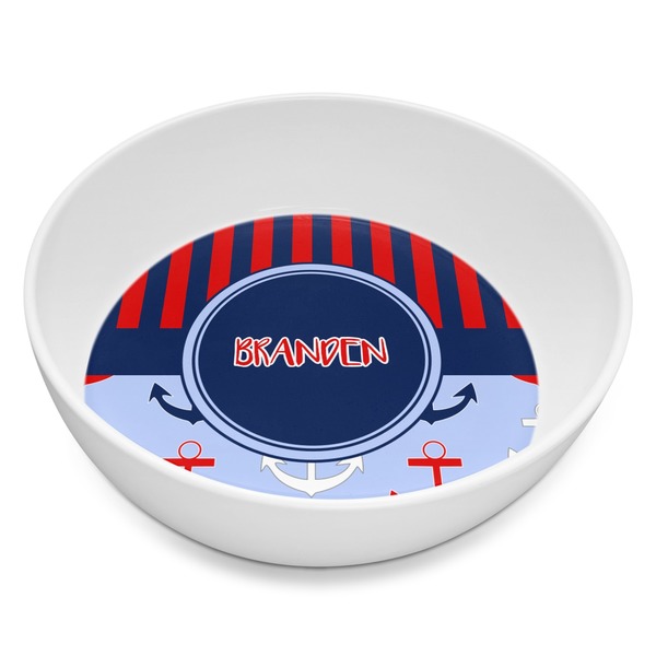 Custom Classic Anchor & Stripes Melamine Bowl - 8 oz (Personalized)
