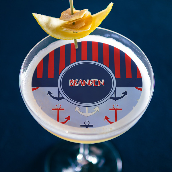 Classic Anchor & Stripes Printed Drink Topper - Large - In Context