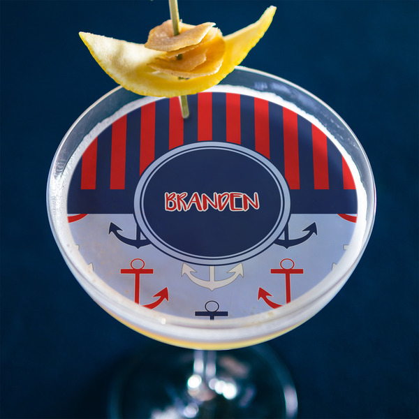 Classic Anchor & Stripes Printed Drink Topper - XLarge - In Context
