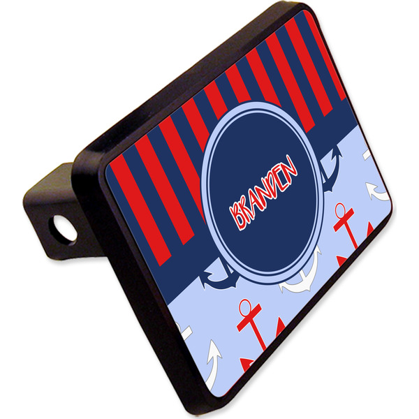 Custom Classic Anchor & Stripes Rectangular Trailer Hitch Cover - 2" w/ Name or Text