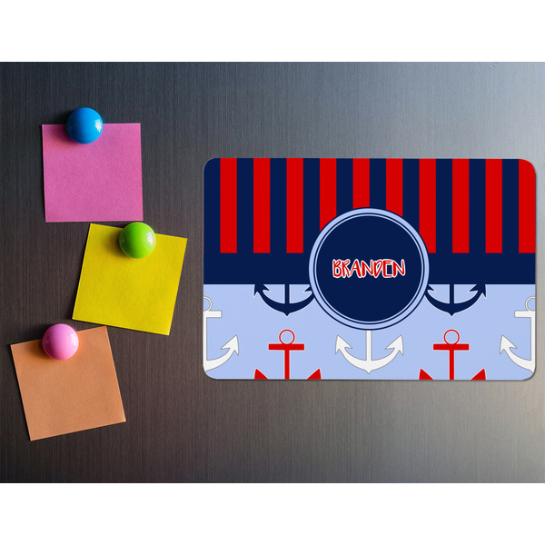 Classic Anchor & Stripes Rectangular Fridge Magnet - LIFESTYLE