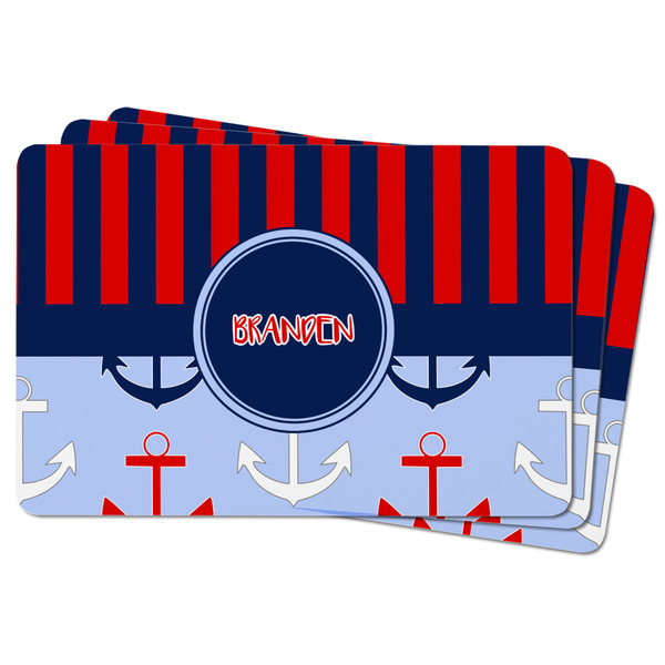 Classic Anchor & Stripes Rectangular Fridge Magnet - THREE