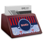 Classic Anchor & Stripes Red Mahogany Business Card Holder (Personalized)