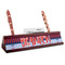 Classic Anchor & Stripes Red Mahogany Nameplate with Business Card Holder (Personalized)