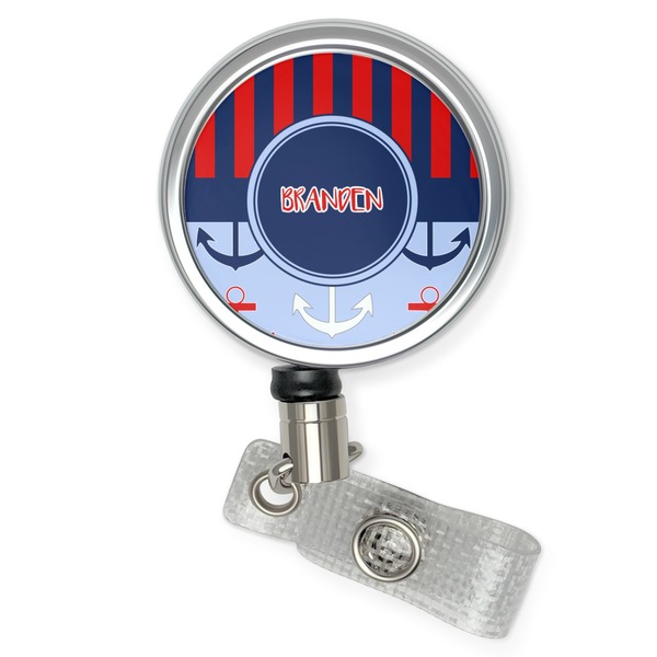 Custom Classic Anchor & Stripes Retractable Badge Reel (Personalized)