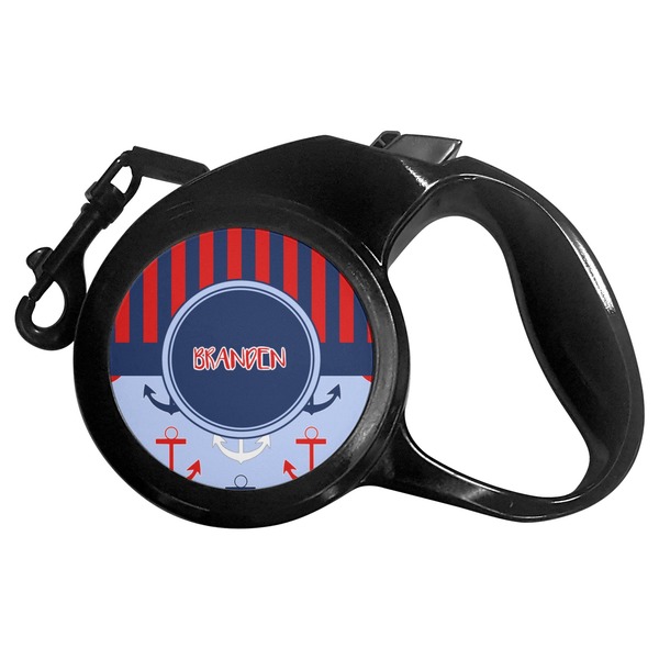 Custom Classic Anchor & Stripes Retractable Dog Leash - Large (Personalized)
