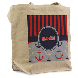 Classic Anchor & Stripes Reusable Cotton Grocery Bag - Single (Personalized)