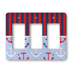 Classic Anchor & Stripes Rocker Style Light Switch Cover - Three Switch