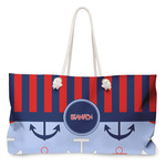 Classic Anchor & Stripes Large Tote Bag with Rope Handles (Personalized)