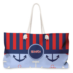 Classic Anchor & Stripes Large Tote Bag with Rope Handles (Personalized)