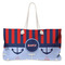 Classic Anchor & Stripes Large Rope Tote Bag - Front View