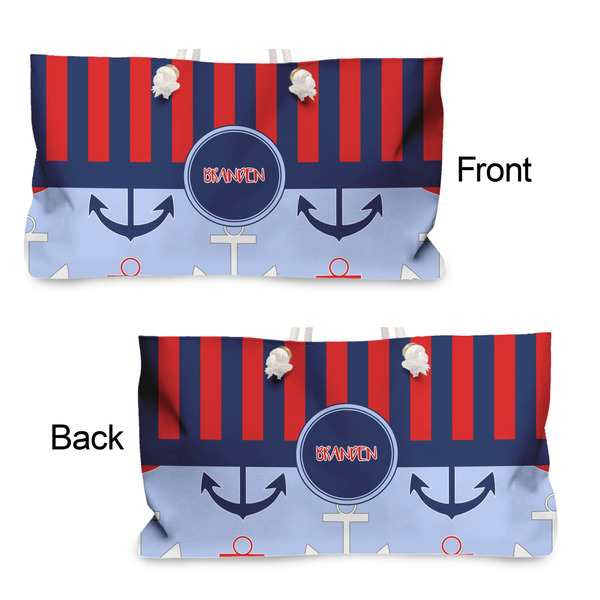 Classic Anchor & Stripes Large Rope Tote - From & Back View