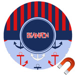 Classic Anchor & Stripes Round Car Magnet - 10" (Personalized)