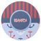 Classic Anchor & Stripes Round Rubber Backed Coaster (Personalized)