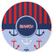 Classic Anchor & Stripes Round Rubber Backed Coaster (Personalized)
