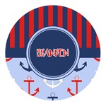 Classic Anchor & Stripes Round Decal - Small (Personalized)