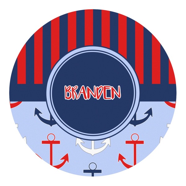 Custom Classic Anchor & Stripes Round Decal - Small (Personalized)