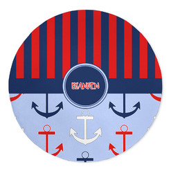 Classic Anchor & Stripes 5' Round Indoor Area Rug (Personalized)