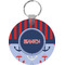 Classic Anchor & Stripes Round Plastic Keychain (Personalized)