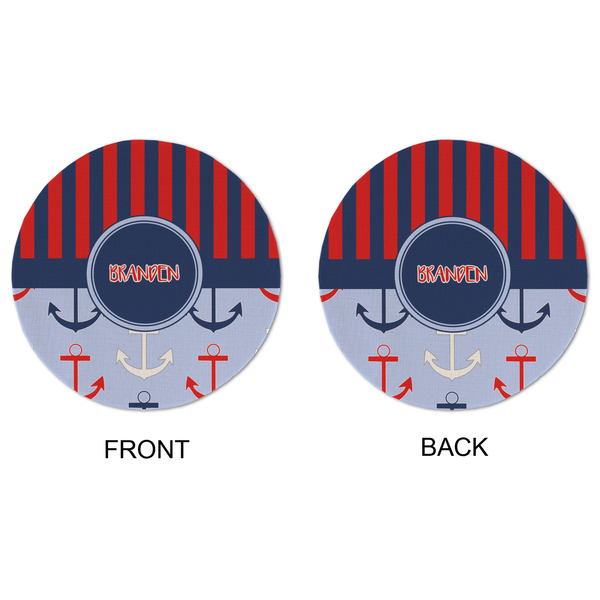 Classic Anchor & Stripes Round Linen Placemats - APPROVAL (double sided)