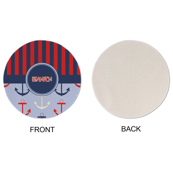 Classic Anchor & Stripes Round Linen Placemats - APPROVAL (single sided)