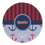 Classic Anchor & Stripes Round Linen Placemat (Personalized)
