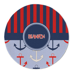 Classic Anchor & Stripes Round Linen Placemat (Personalized)