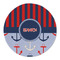 Classic Anchor & Stripes Round Linen Placemat (Personalized)
