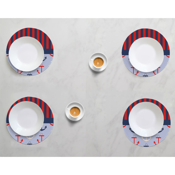 Classic Anchor & Stripes Round Linen Placemats - LIFESTYLE (set of 4)
