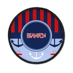 Classic Anchor & Stripes Iron On Round Patch w/ Name or Text