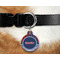 Classic Anchor & Stripes Round Pet Tag on Collar & Dog
